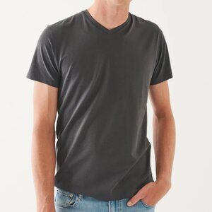 Patrick Assaraf Pima Cotton Stretch V Neck T Shirt Soot Grey‎ XXL